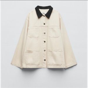 NWOT ZARA CONTRAST COLLAR OVERSHIRT SHACKET